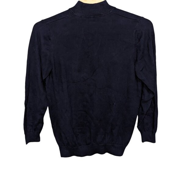 L.L. Bean Tall XL Men's Cotton Cashmere Lightweight 1/4 Zip Navy Blue Sweater - Picture 2 of 4